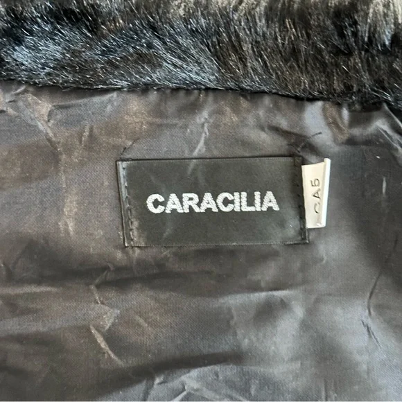 Black Faux Fur Wrap Coat - Picture 7 of 7